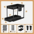 thumbnail image 4 of 2 Pack Under Sink Organizers and Storage, Wattne Kitchen Bathroom Sink Organizer with Hooks, 2 Tier Under Sink Cabinet Basket Storage Shelf with Sliding Drawers, Black, 4 of 7