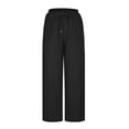 thumbnail image 5 of Maean Women's Wide Leg Pants Elastic High Waist Drawstring Baggy Casual Home Ankle Trousers with Pockets, 5 of 7