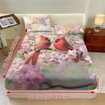 thumbnail image 3 of Xoenoiee Cardinal Cherry Blossom Print 3 Pcs Cooling Bed Sheet Set, Soft Bedding Set, Includes 1 Fitted Sheet and 2 Pillowcases, Breathable Comfortable Sheets for Bedroom, Twin XL Size, 3 of 7