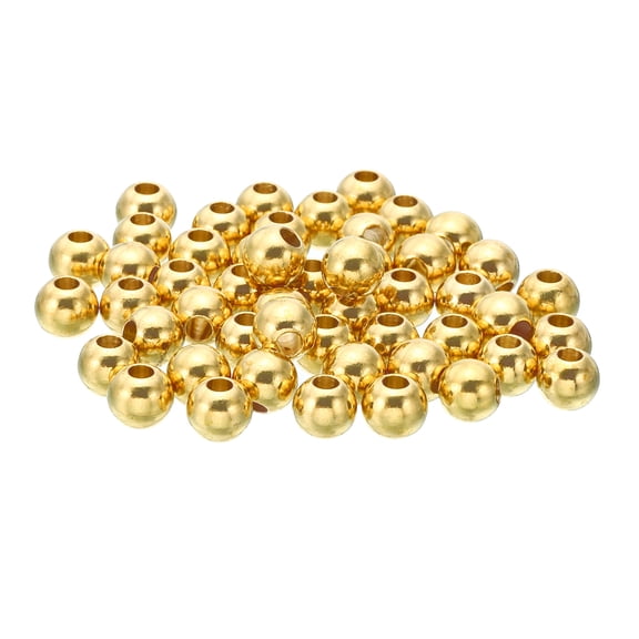 Uxcell Brass Loose Balls, 8mm OD 3mm ID Smooth Round Spacer Beads for Craft, Golden 30Pcs