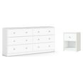 2 Piece Modern Wood Dresser and Nightstand Bedroom Set in White