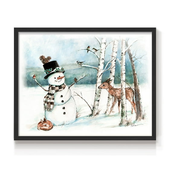 Snow Friends by Ruane Manning - Restickable Framed Giclée Print