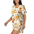 thumbnail image 2 of Bixox Women's Flower Fox Printed Pajama Set 2 Piece Lounge Set Top and Shorts Soft Pajamas, Shorts with Pockets, 2 of 7