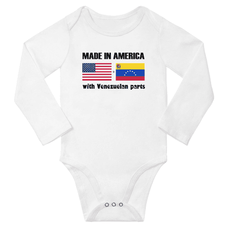 

Made in America With Venezuelan Parts Baby Long Sleeve Romper (White 6 Months)