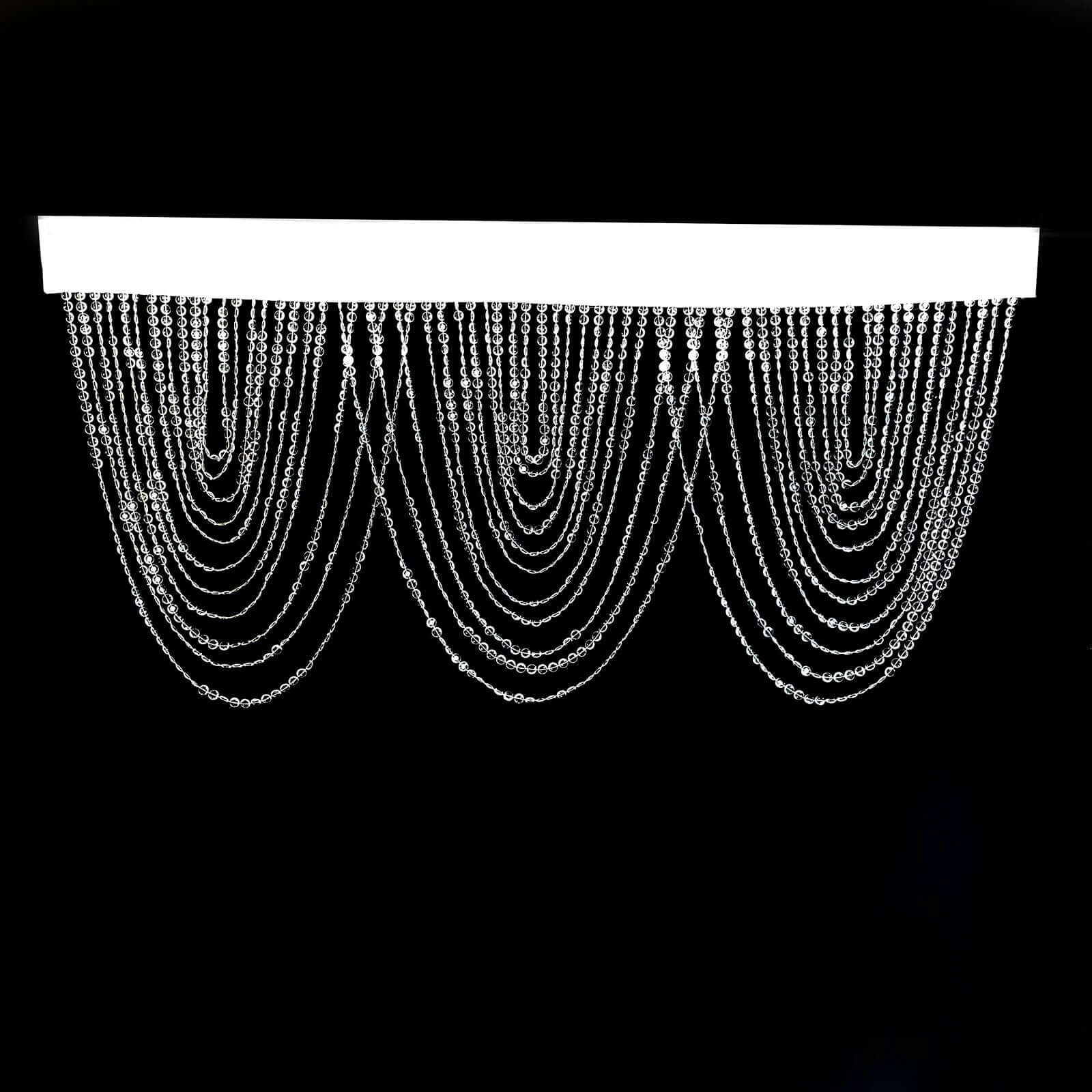 Balsa Circle 2 Clear Acrylic Crystal Beaded Doorway Curtains Valance Fabric Top Rod Pocket Party Decorations