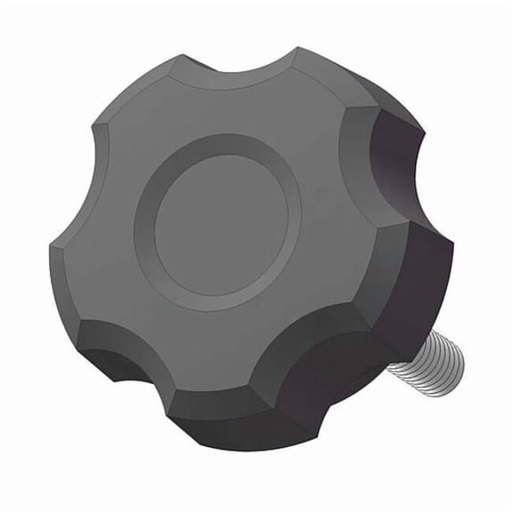 Fluted Knob with Screw, 1/4-20 Thread Size, 1.00"L, Steel