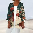 thumbnail image 2 of Women's Casual and Fashionable Christmas Printed Lightweight Mid-Length Jacket Cardigan, for Spring and Fall Wear,Army Green,XL, 2 of 7