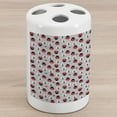 thumbnail image 1 of Ladybugs Ceramic Toothbrush Holder, Nature with Abstract Insects Trees and Flowers Pattern Cartoon, Decorative Versatile Countertop for Bathroom, 4.5" X 2.7", Grey Dark Coral Black, 1 of 4