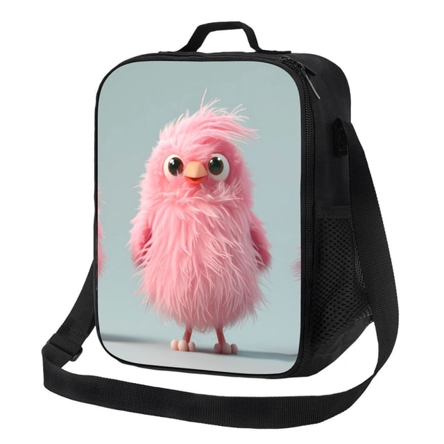 Fotbe Adorable Pink Fluffy Birds Lonchera Bolsa de Almuerzo para Hombres y Mujeres, Lonchera de Gran Capacidad, Bolsa de Almuerzo Reutilizable, Bolsa Térmica Aislante