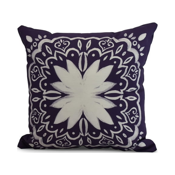 Simply Daisy, 20" x 20" Cuban Tile 1, Geometric Print Outdoor Pillow, Purple