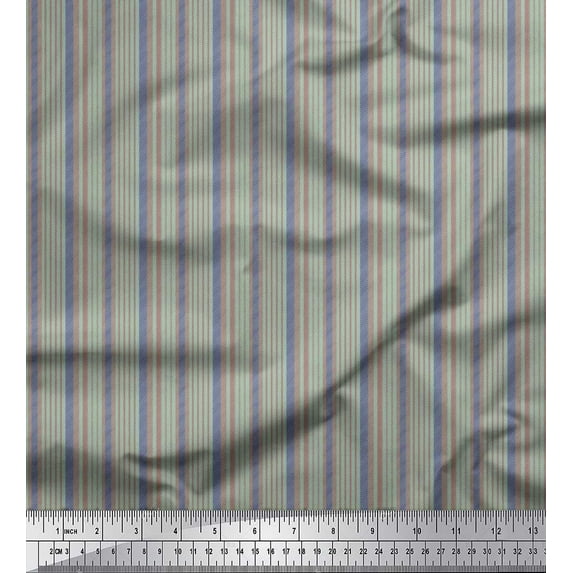 Soimoi Silk Fabric Diagonal Line Small Print Fabric by The Yard 42 Inch Wide