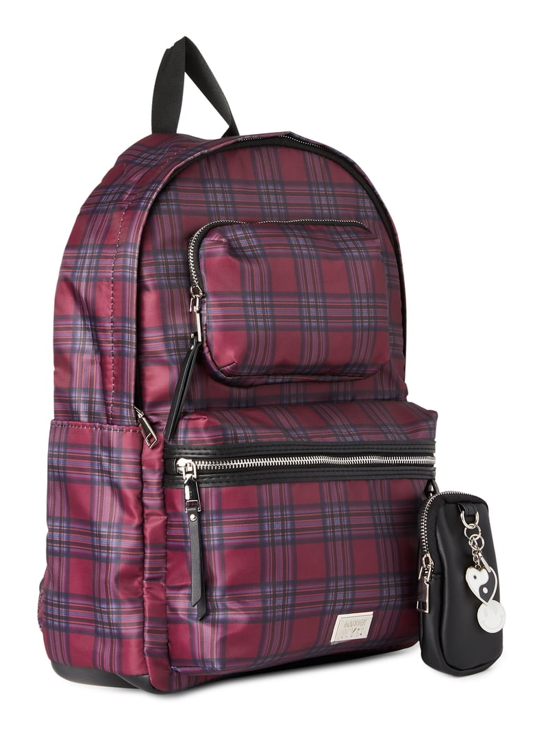 Madden NYC Girls Backpack Burgundy Plaid Polyester with  display picture 3
