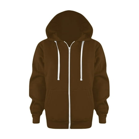 

Hessimy Kids Boys Girls Sweatshirt Zip Up Jackets Color Solid Hoodie Top Long Sleeve Girls Kids Boys Coat(Z5-Brown 9-10 Years)