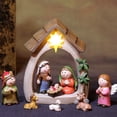 thumbnail image 4 of Injueey Belén Decoraciones navideñas Resina premium para regalo con luz LED Ocasiones de múltiple Decoración del hogar Blanco, 4 of 6