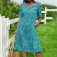 thumbnail image 2 of Vestido suelto de manga corta con estampado de cuello redondo informal de verano para mujer a la moda Fridja bnh362, 2 of 8