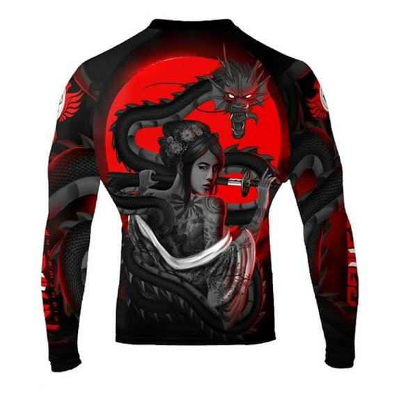 Men's The Illustrated Geisha MMA Rash Guard Black X-Small