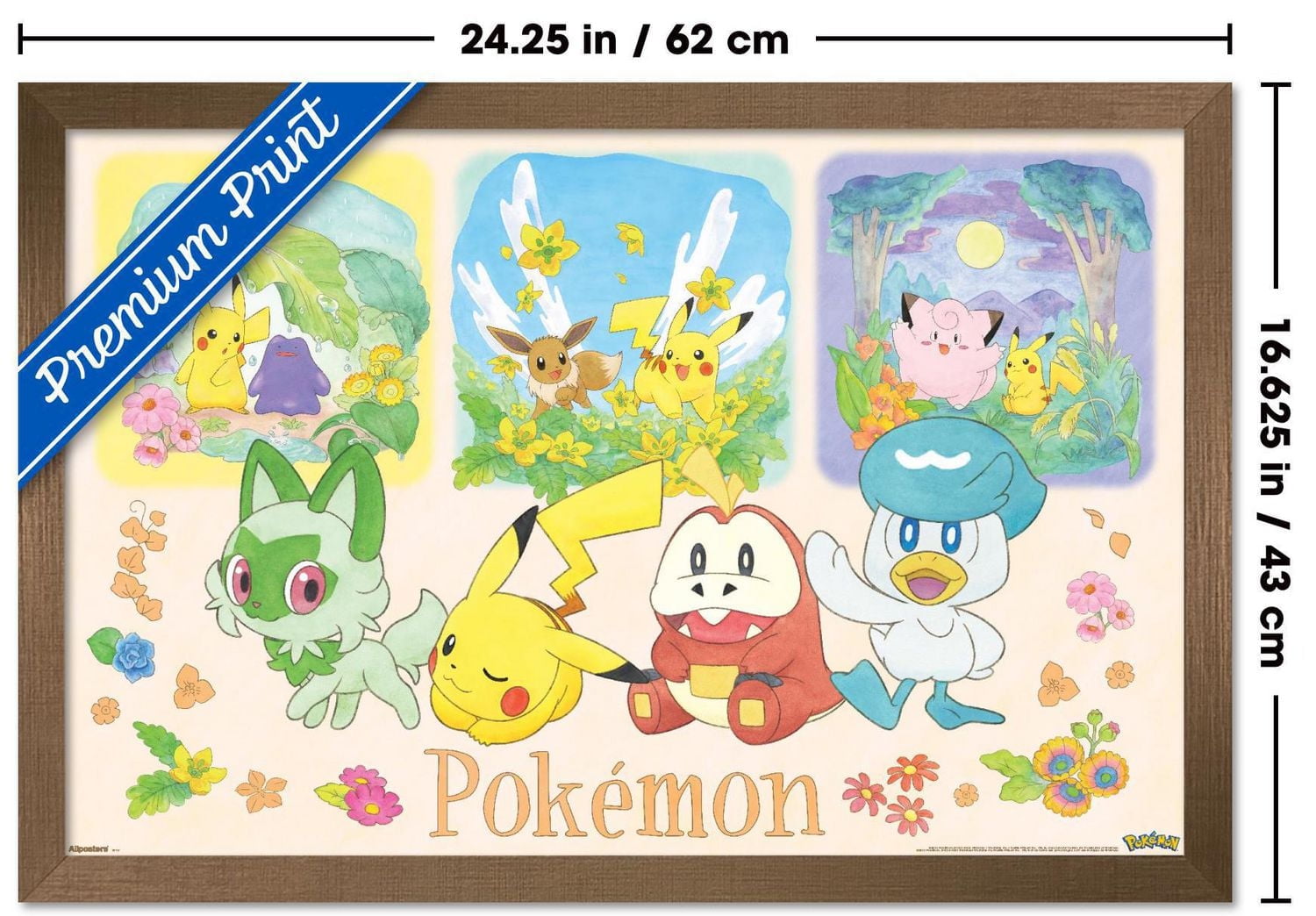 Pokémon: One Scene - Group Wall Poster, 14.725" x 22.375" Framed