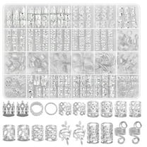 220pcs Metal Pendant Hair Extension Rings DIY Long Braid Barrettes Decorative Dreadlock Wig Accessories Kit