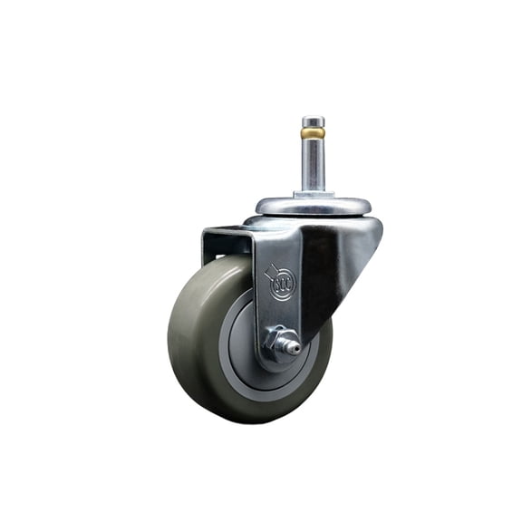 3 Inch Gray Polyurethane Wheel Swivel 7/16 Inch Grip Ring Stem Caster SCC