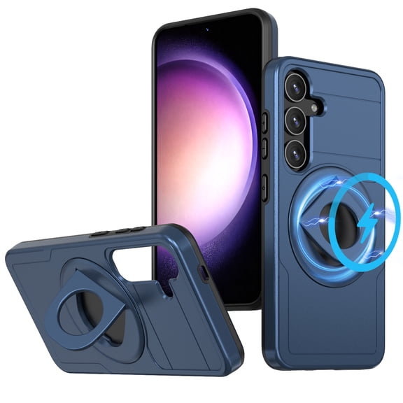 Allytechgroup Lightweight Case for Samsung Galaxy S21,Rotatable Ring Kickstand,Sliding Lens Cover,Enhanced Camera & Screen Full Body Protection Shockproof Case for Samsung Galaxy S21, Blue