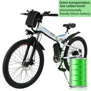 LEANO Folding Electric Mountain Bike with 26" Super Lightweight Magnesium Alloy 6 Spokes Integrated Wheel, Large Capacity with detachable Battery, and Shimano Gear LEANO