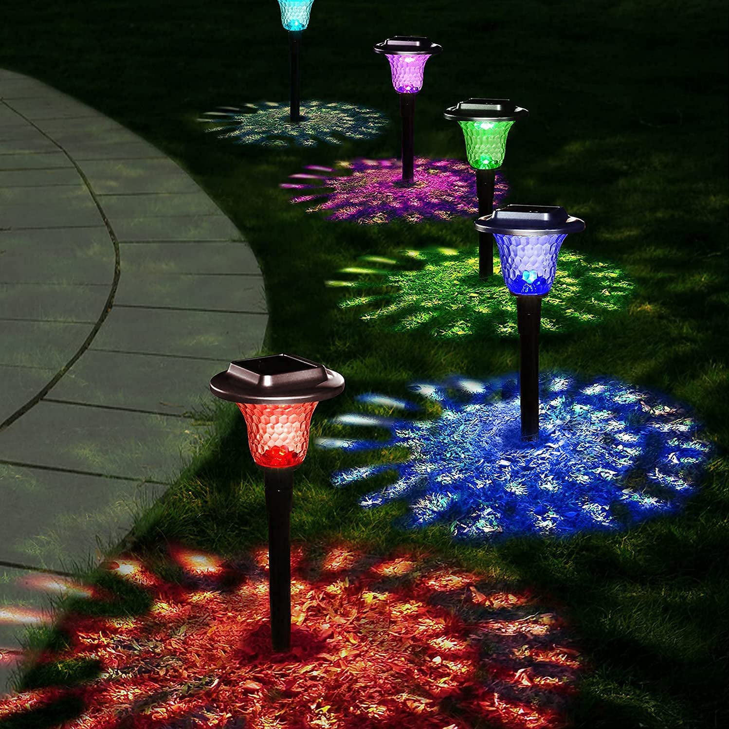 8X LED Solar Power Bubble Crystal Lamp Garden Lawn Border Path Decor Stick Light 