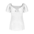 thumbnail image 5 of ECZHAW Womens Plus Size Tops Neck Short Sleeve Eyelet Embroidery Summer Loose Peplum Shirts, 5 of 6