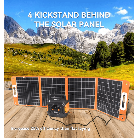320w Portable Power Station, Flashfish 292wh 80000mah Solar Generator Backup Power With Lashfish 18v-100w Foldable Solar Panel, Portable Solar Charger