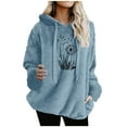 thumbnail image 2 of Sakmal Fleece Hoodies Women Blue Fall Graphic Plus Size Tops Casual Hoodies for Women, 2 of 5