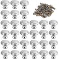 thumbnail image 1 of 30pcs Round Cupboard Door Knobs 30mm Modern Stainless Steel Kitchen Cabinet Handle Mushroom Shape Metal Drawer Knob, 1 of 5