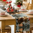 thumbnail image 5 of Burlap Table Runner 90 Inches Long,Cow Santa Hat Christmas Winter Xmas Tree Non-Slip Kitchen Table Runners for Dining Room Everyday Use Party Table Decorations Vintage Oil Painting Art, 5 of 9