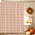 thumbnail image 3 of Peach Pink Plaid Shower Curtain, Waterproof Shower Curtains for Bathroom, Gingham Checked Minimalist Modern Washable Fabric Bathtub Curtain Set Bath Decor with 12 Hooks 48"x72", 3 of 8