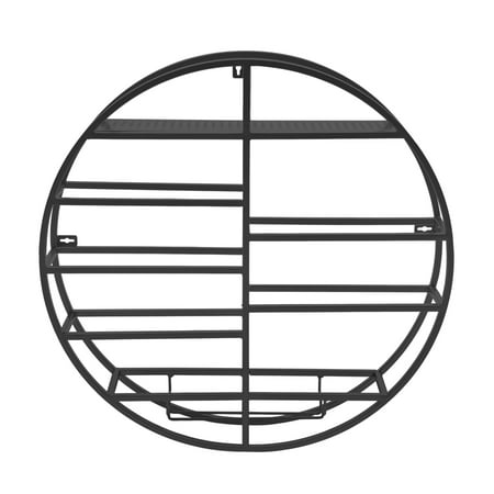 Wildnix Modern Wall-Mounted Wine Rack Black Iron Design with Capacity for 4 Wine Glasses and Multiple Bottles Perfect for Living Room or Dining Room