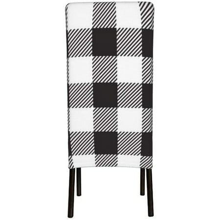 Dining Chair Cover Stretch, Black And White Buffalo Check Dining Room Chair Covers