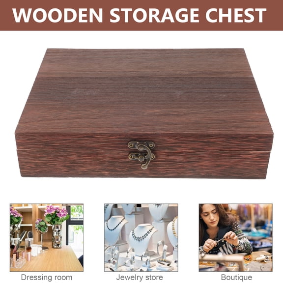 NUOLUX Wooden Box with Hinged Lid, Small Decorative Storage Chest for Keepsakes, Crafts, Collectibles, Treasure, Unfinished Wood