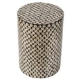 thumbnail image 2 of Benjara 20" Stool Table- Round Wood Design- Modern- Capiz Inlay- Black/White, 2 of 4