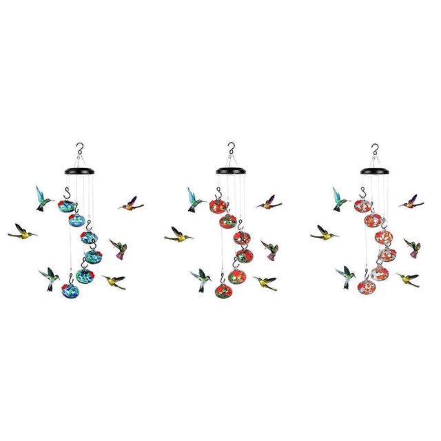 3PCS Wind Chimes Bird Feeders for Outdoors Hanging Ant and Bee Proof