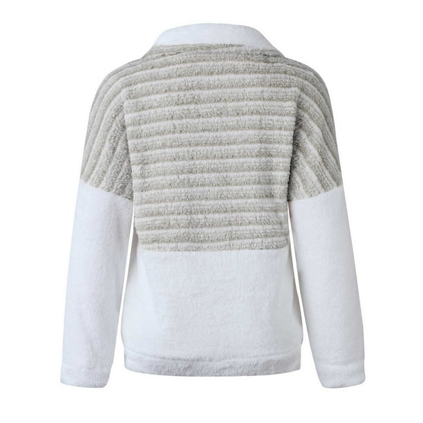 IROINID Veste en peau de mouton pour femme pull manches longues