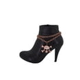 thumbnail image 2 of Women Rose Gold Metal Boot Chain Bracelet Shoe Skeleton Skull Charm, 2 of 12