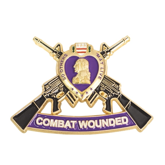 Army Cross Rifle Purple Heart 2" Pin