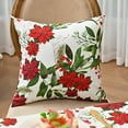 thumbnail image 2 of Taie d'Oreiller de Noël avec Fleurs Rouges Feuilles Vertes Motif de Fruits Rouges et de Vignes 45 cm x 45 cm Polyester pour Déco Maison, 2 of 6