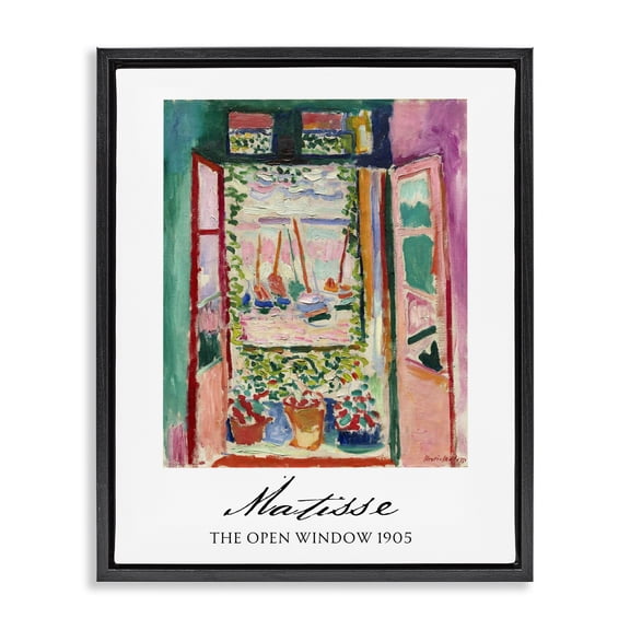 The Open Window Matisse Black Framed Floater Canvas Wall Art, design by Vintage Hustle