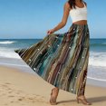 thumbnail image 6 of LWavelet Women Tribal Print Tiered Maxi Skirt Elastic Waist With Pockets Boho Long Skirt Black M, 6 of 6