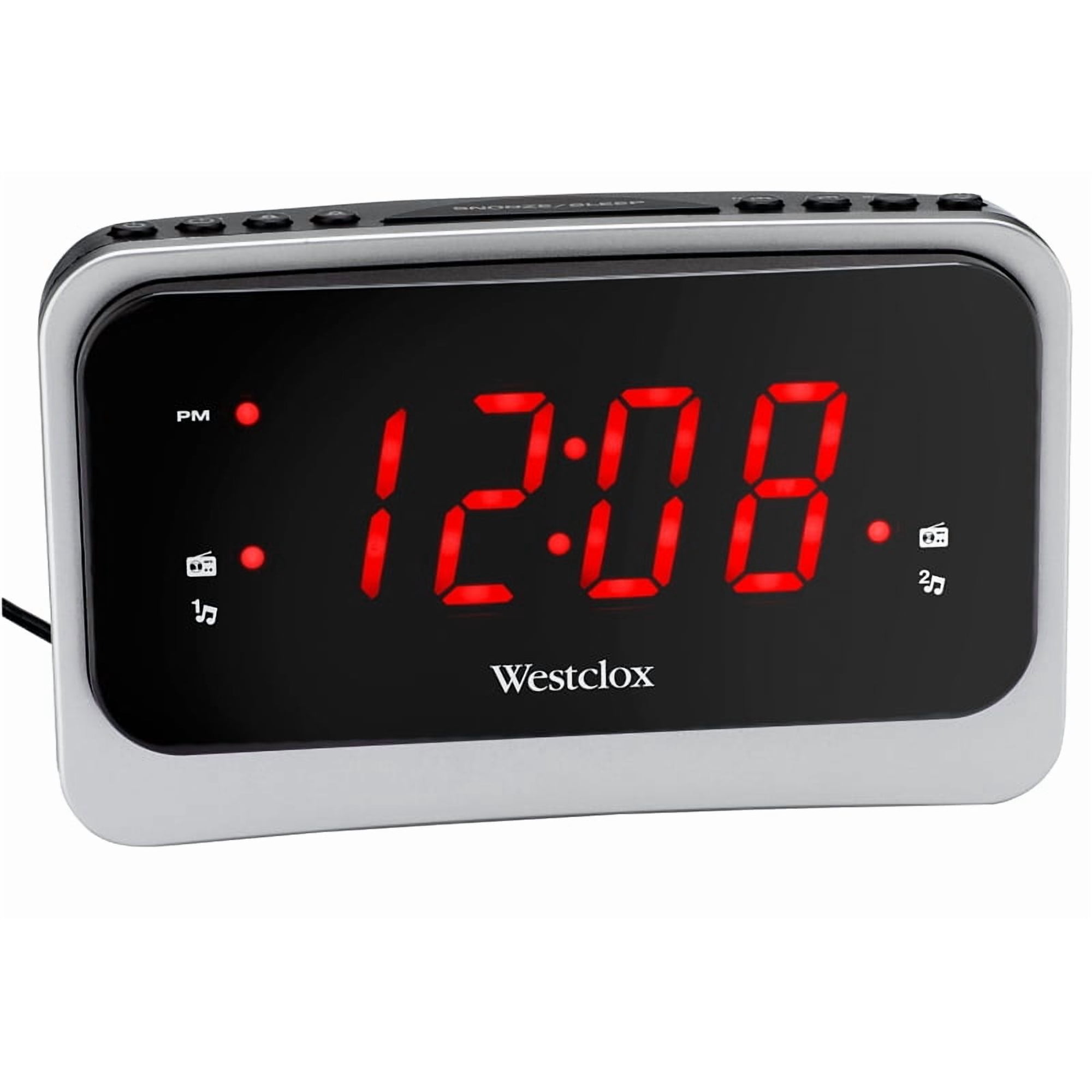 Westclox 1.4-inch Red Led Clock Radio With Nature Sounds And 1 Amp USB Charging Port- Model# 80231NS