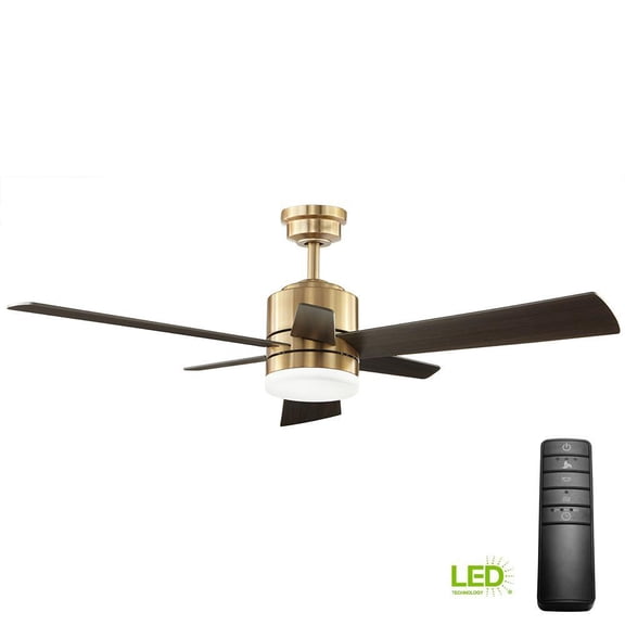 Home Decorators Hexton 52" LED Indoor Brushed Gold Ceiling Fan