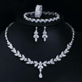 thumbnail image 2 of 4Pcs Luxury Silver Plated CZ Wedding Necklace Earrings Ring Bracelet Jewelry Set, 2 of 9
