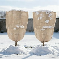 Fzchyzoar Burlap Plant Covers Freeze Protection for Patio Winterizing - 2pcs 32"×40" Winter Frost Protector with Drawstring, Reusable Tree Freeze Blanket for Garden Bushes 32'' ×