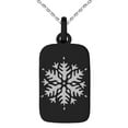 thumbnail image 1 of Black Stainless Steel Artisan Snowflake Engraved Small Rectangle Dog Tag Charm Pendant Necklace, 1 of 1