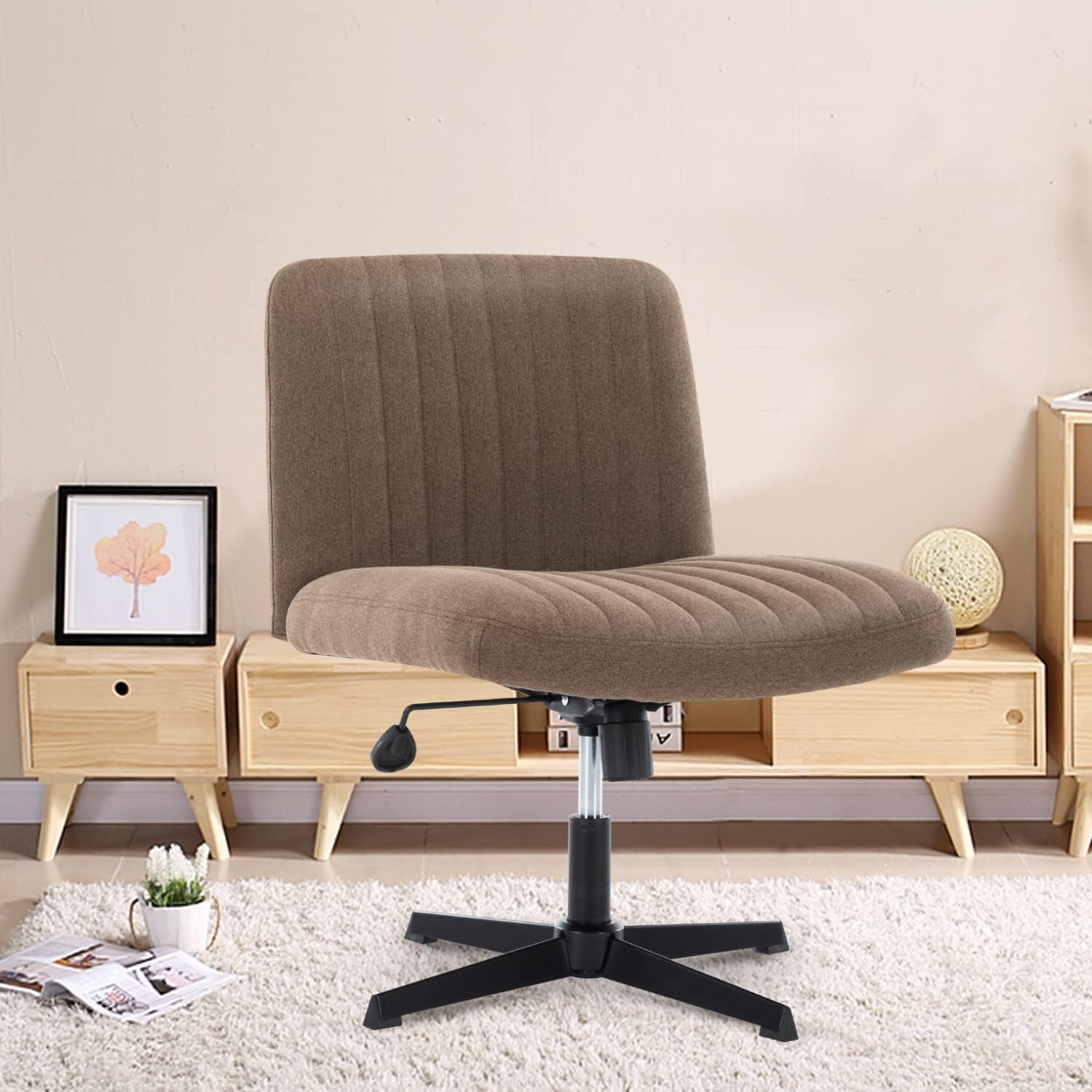 ZXNYH Armless Office Desk Chair No Wheels Swivel Vanity Chair Height