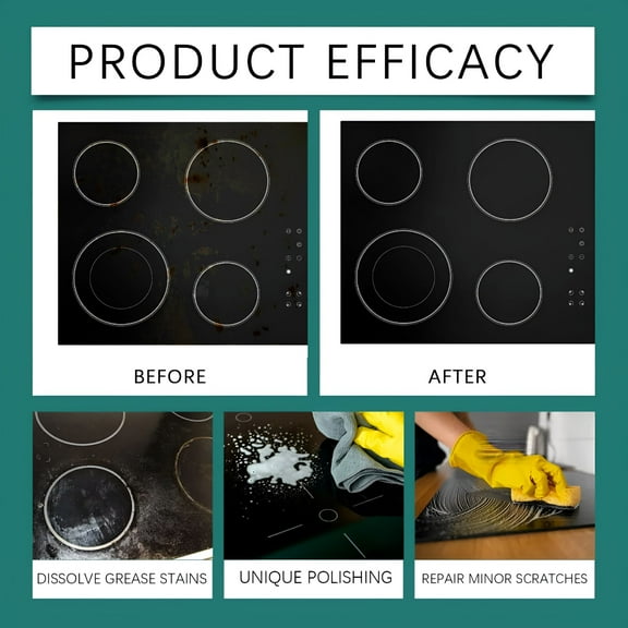 RAGUPEL Glass Stove Top Cleaner & Polish Professional Ceramic Cooktop Cleaning Solution for Removing Stubborn Stains,Oil & Burn Marks - Safe Non-Toxic Formula with Scratch Repair Technology 100ml